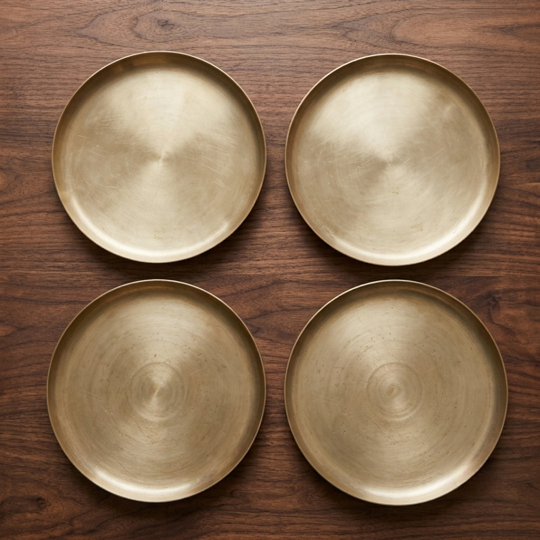 Antique Bronze Dining Plates Set of 4 | Traditional Dinnerware Set | Made in 1979