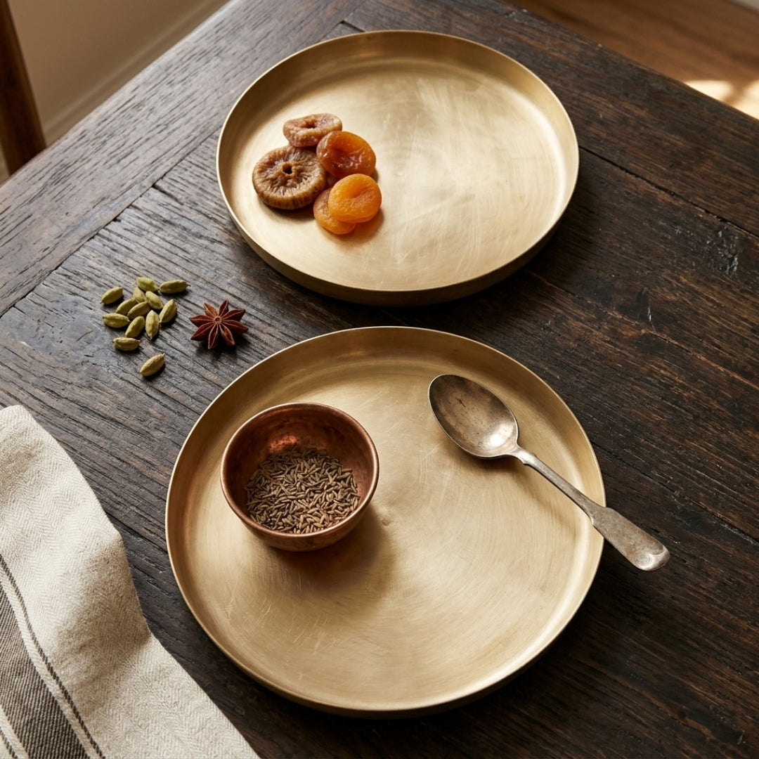 Antique Bronze Dining Plates Set of 2 | Traditional Dinnerware Set | Made in 1979