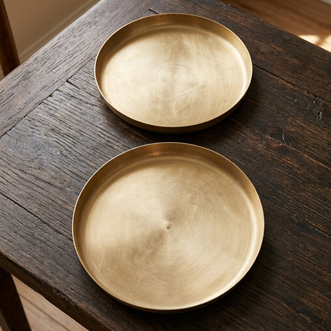 Antique Bronze Dining Plates Set of 2 | Traditional Dinnerware Set | Made in 1979