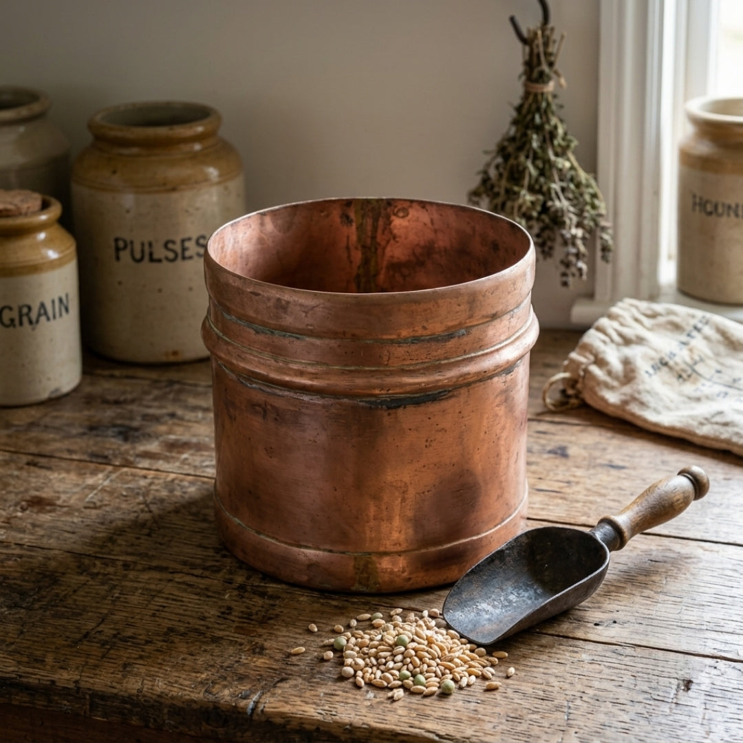 Antique Copper Seer Measuring Vessel | Traditional Grain Measure 1 Paili | Made in 1974
