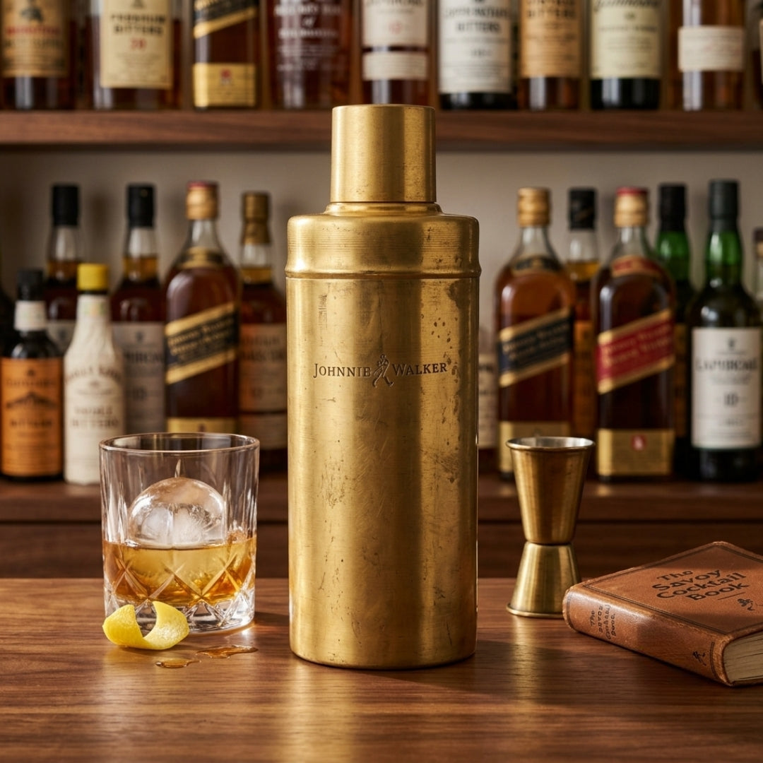 Antique Brass Engraved Cocktail Shaker | Barware Collector Item | Made in 1973