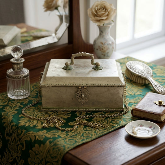 Antique German Silver Pan Dabba and Jewellery Storage Box | Traditional Storage Trunk | Made in 1970