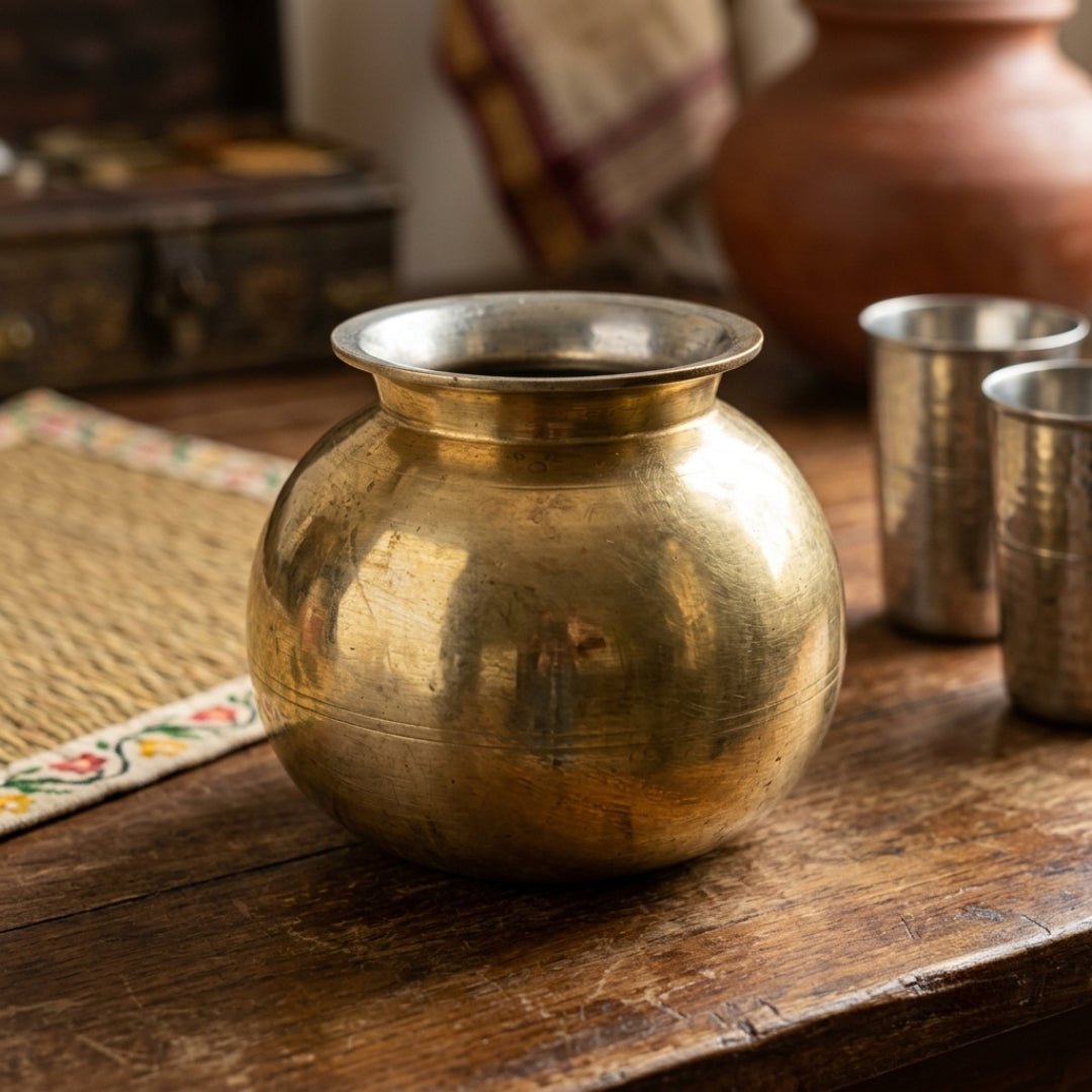 Antique Brass Kalash | Traditional Handcrafted Vessel | Made in 1975