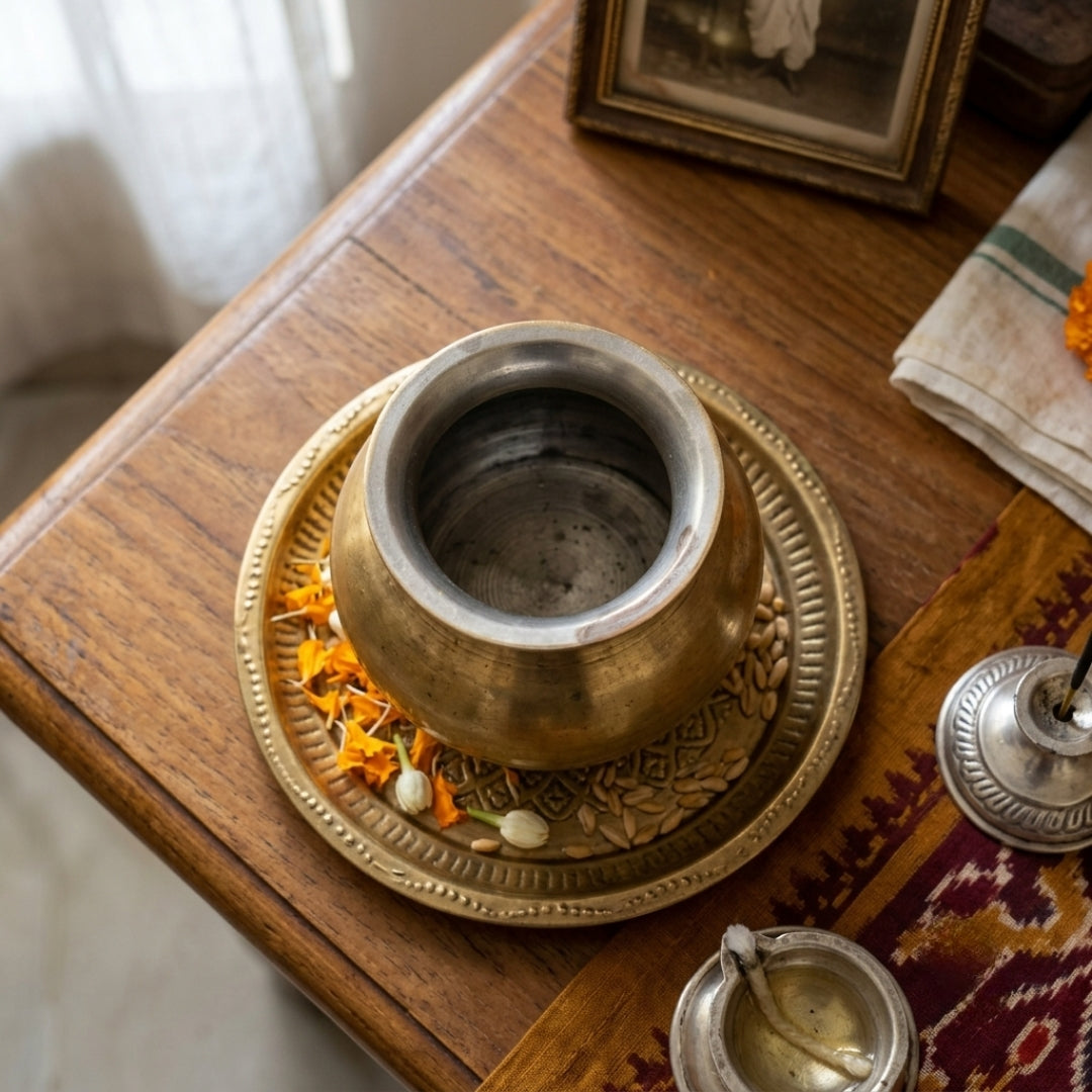 Antique Brass Kalash | Traditional Handcrafted Vessel | Made in 1975