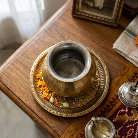 Antique Brass Kalash | Traditional Handcrafted Vessel | Made in 1975