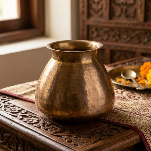 Antique Brass Kalash | Traditional Hammered Vessel | Made in 1983