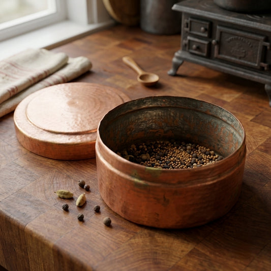 Antique Copper Storage Box | Traditional Handcrafted Copper Canister | Made in 1979