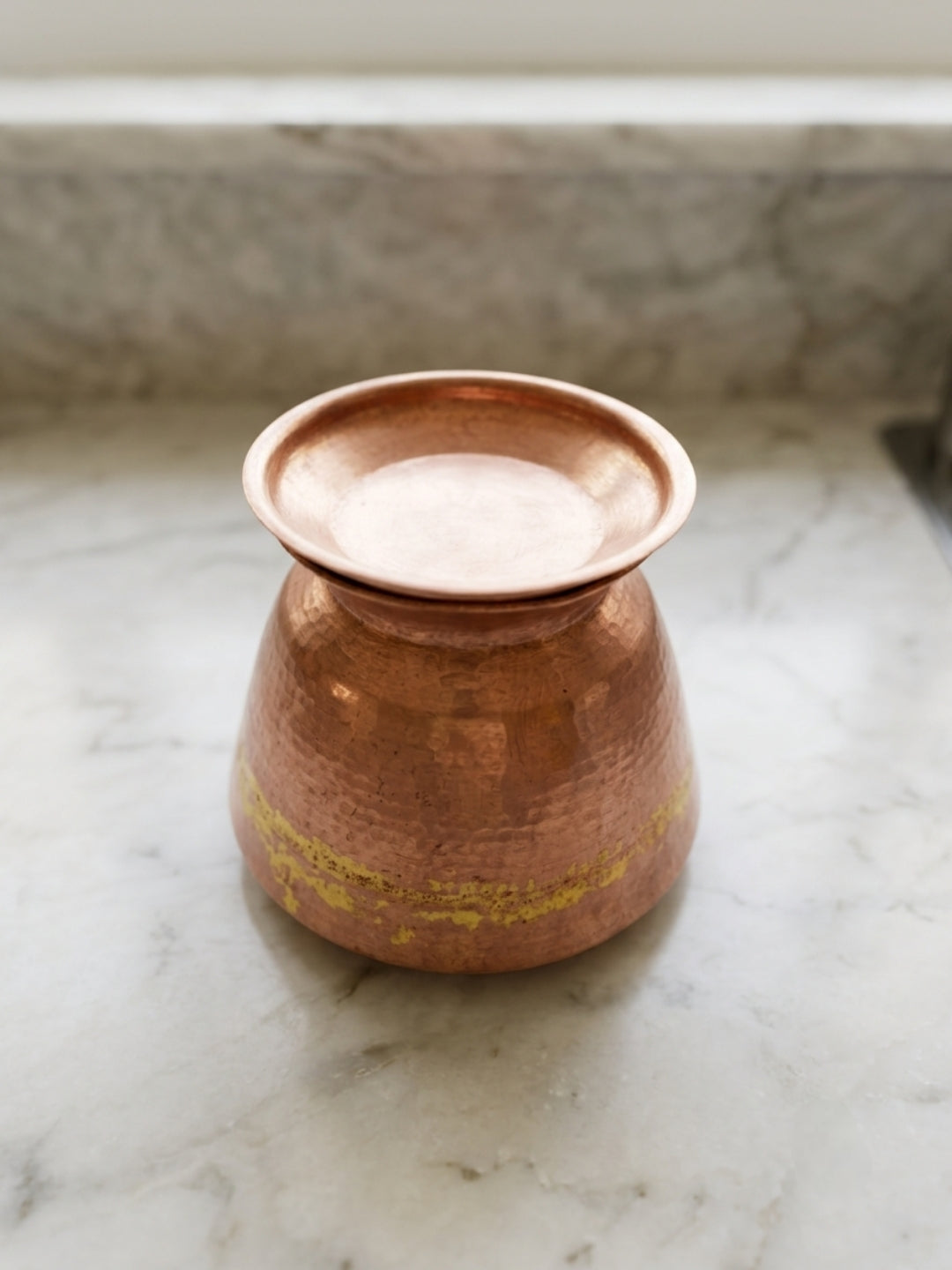 Antique Copper Kalash with Lid | Traditional Hammered Copper Vessel | Made in 1966
