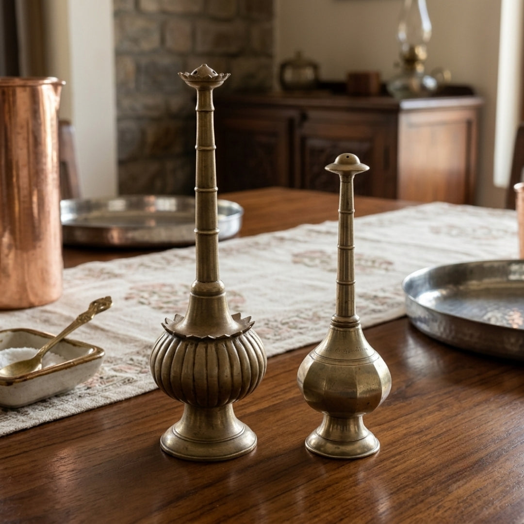 Antique Brass Silver Coated Sprinklers Pair | Premium Handcrafted Sprinklers | Made in 1973