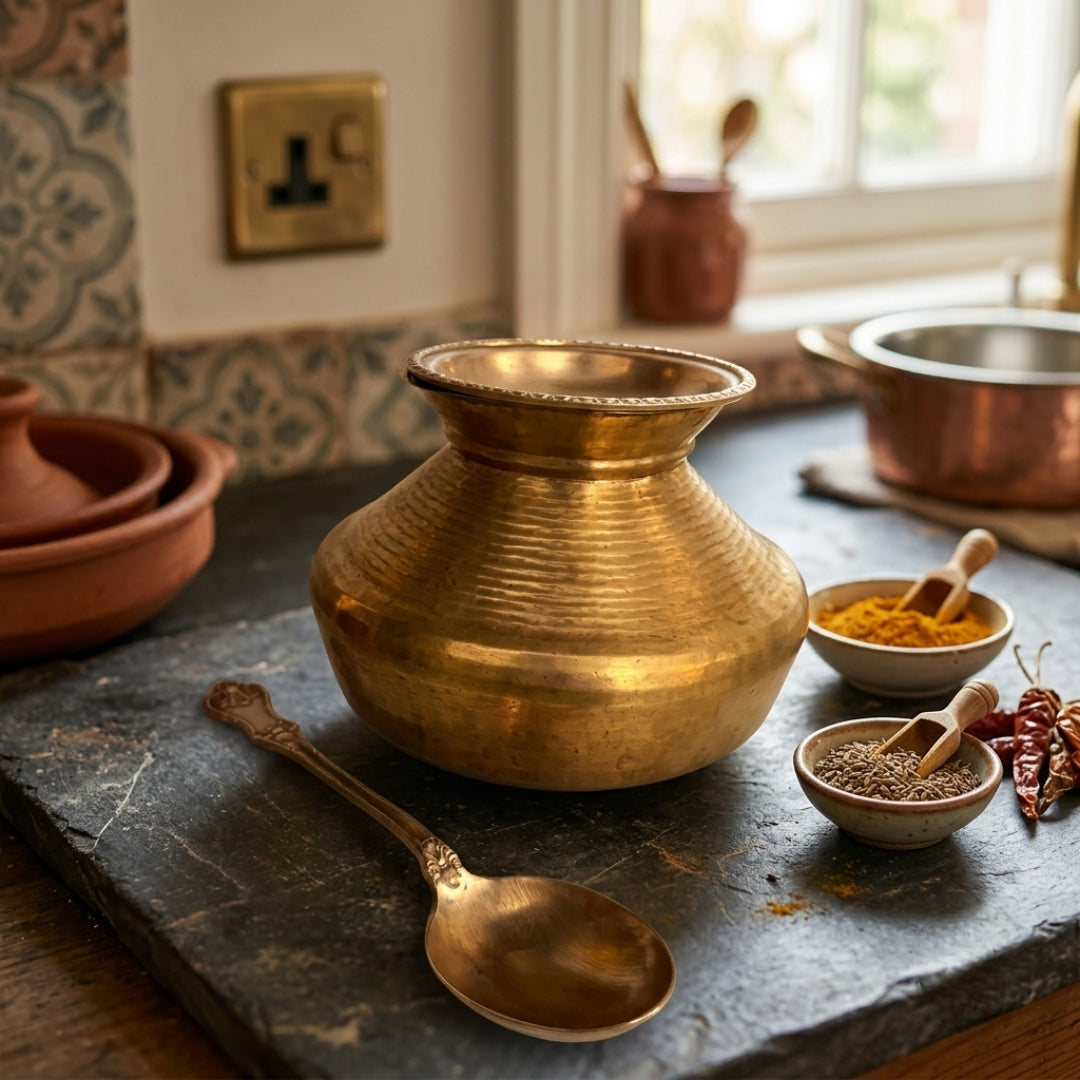 Antique Brass Cooking Bowl | Traditional Handcrafted Brass Vessel | Made in 1975