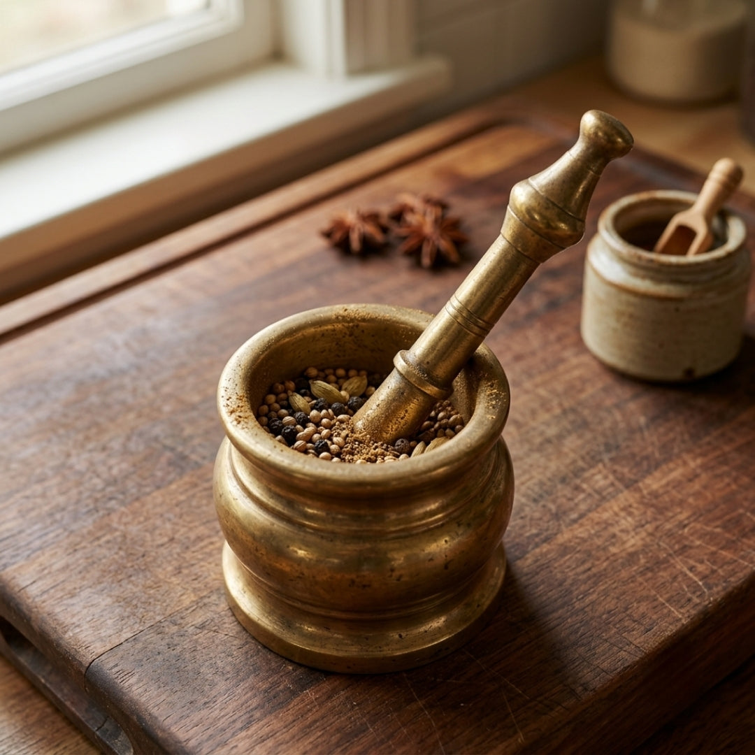 Antique Brass Small Khalbatta | Traditional Mortar & Pestle | Made in 1970