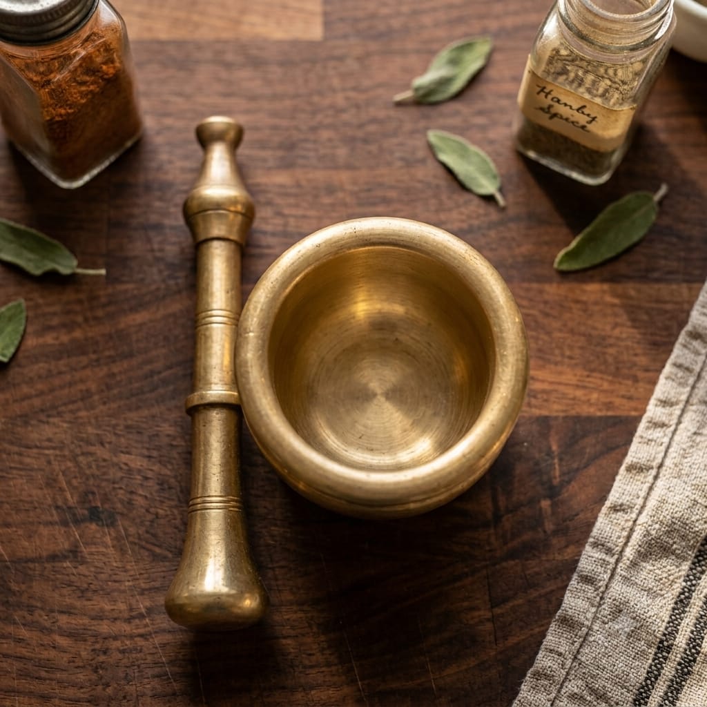 Antique Brass Small Khalbatta | Traditional Mortar & Pestle | Made in 1970
