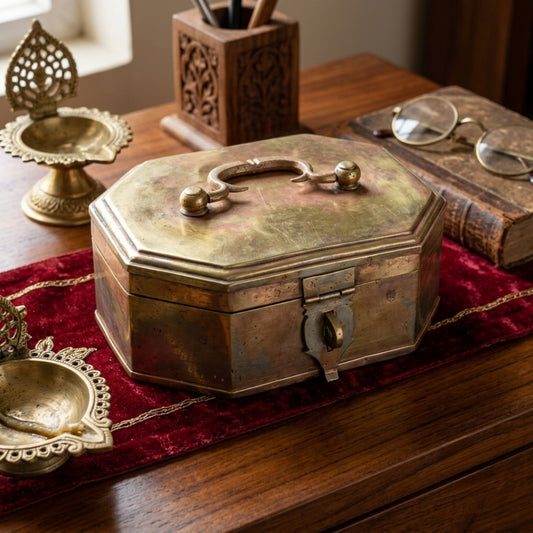 Antique Brass Pan Dabba | Traditional Multi-Compartment Betel Nut Box | Made in 1970
