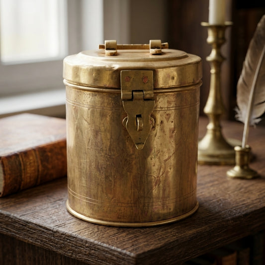 Antique Brass Storage Box | Traditional Kadi Dabba | Made in 1979 - Bombay Antiques