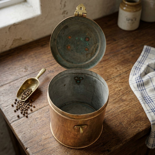 Antique Brass Storage Box | Traditional Kadi Dabba | Made in 1979 - Bombay Antiques