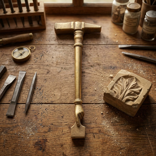 Antique Brass Engraved Hammer | Traditional Decorative Tool Accent | Made in 1970