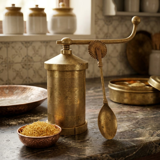 Antique Brass Chakli Maker | Traditional Kitchen Press Set | Made in 1977