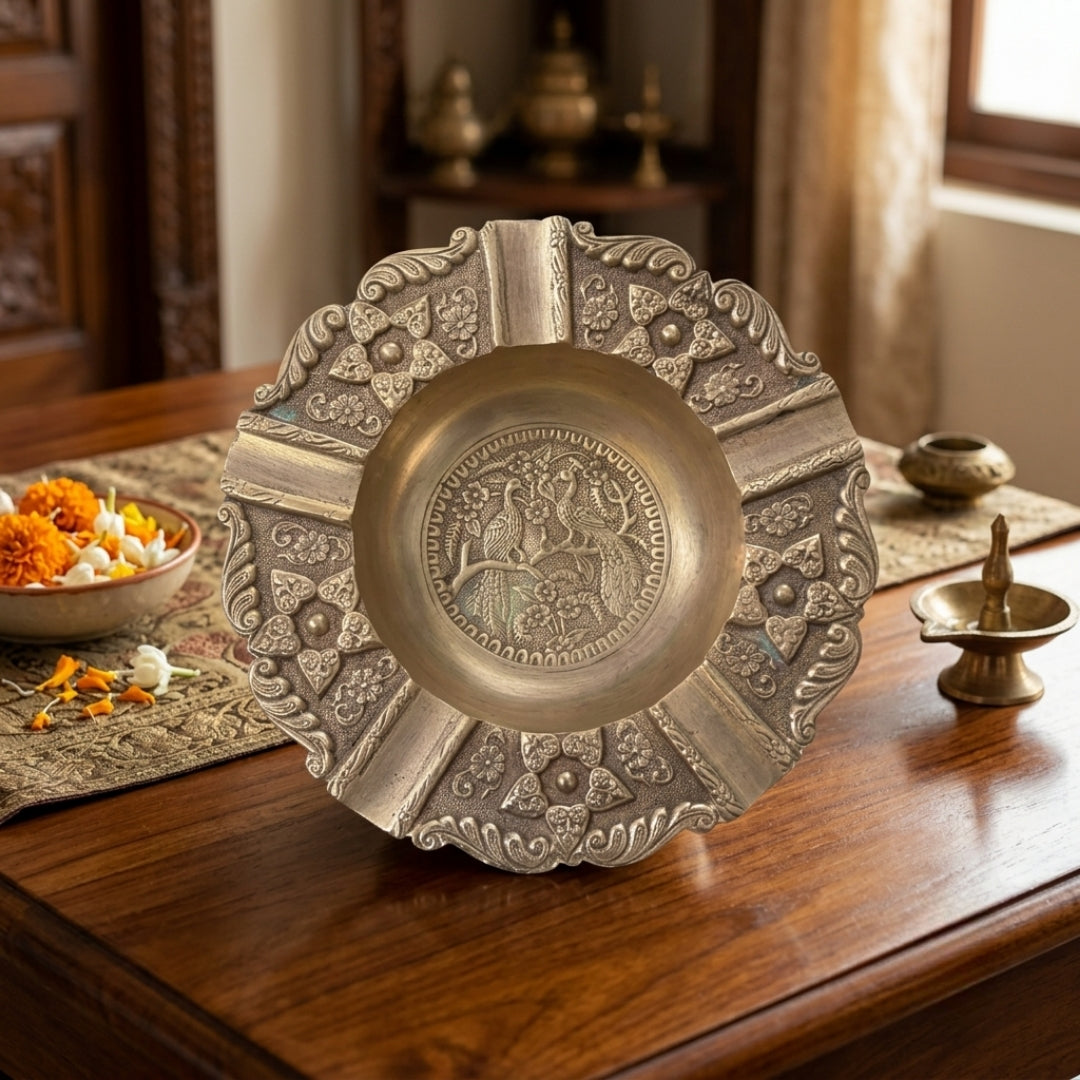 Antique Brass Plates and Small Bowl Set | Decorative Trays and Bowl Collection | Made in 1972