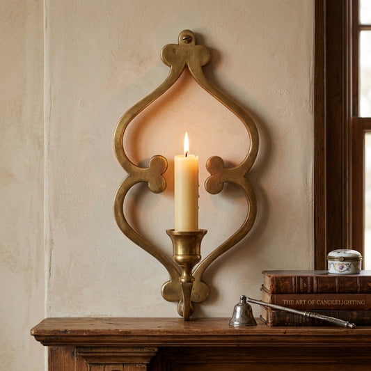 Antique Brass Wall Sconce | Decorative Candle Holder | Made in 1974