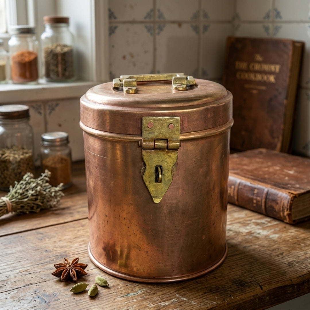 Antique Brass Lock Storage Dabba | Traditional Storage Vessel Set | Made in 1978