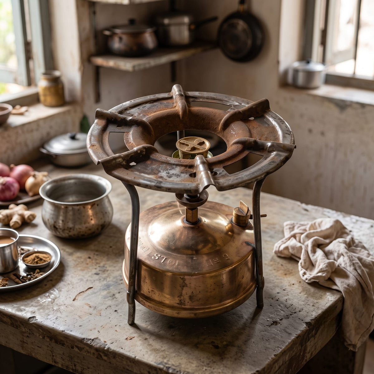 Antique Brass Pressure Stove | Traditional Heritage Kerosene Burner | Made in 1977