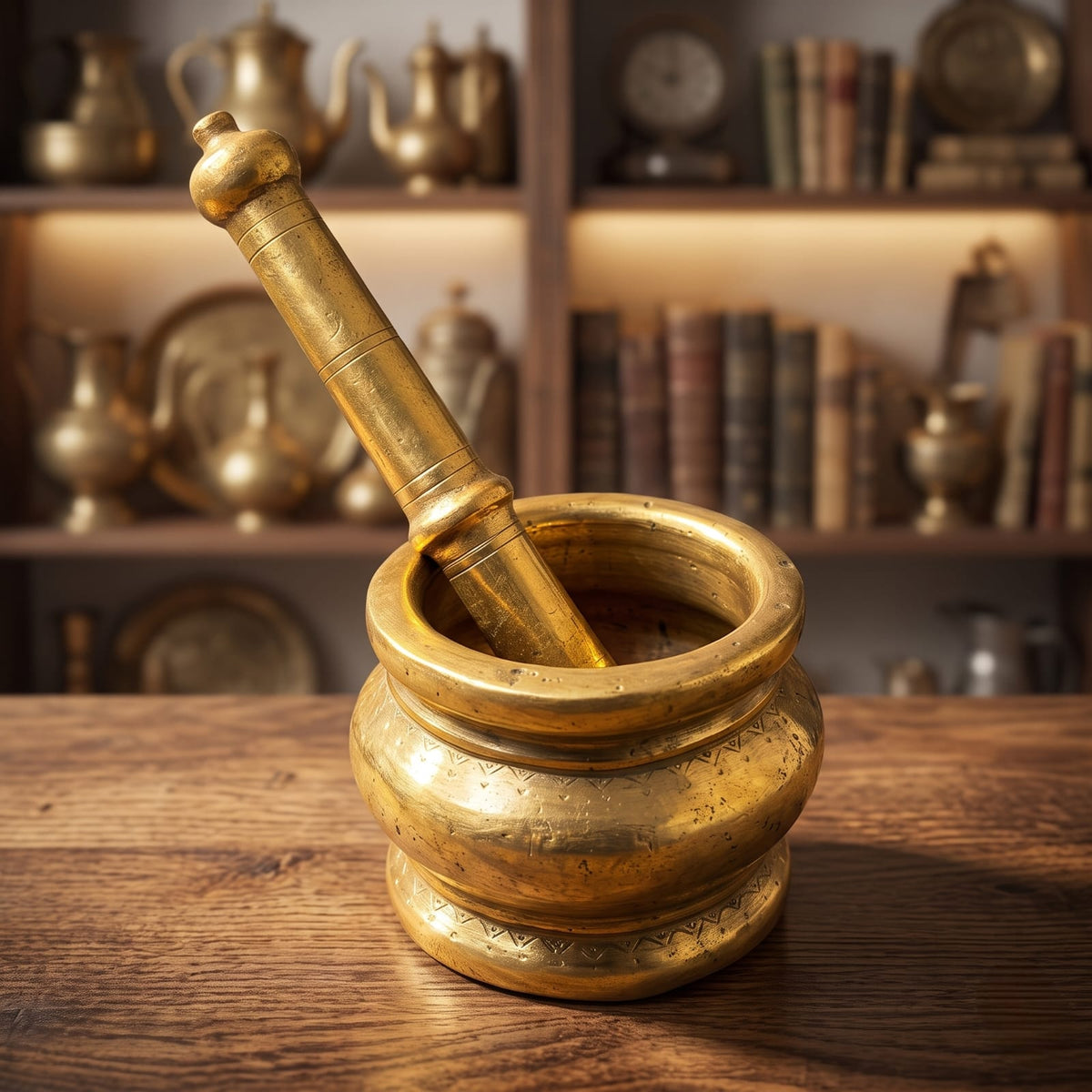 Antique Brass Heavy Khalbatta | Traditional Mortar and Pestle Spice Grinder | Made in 1976