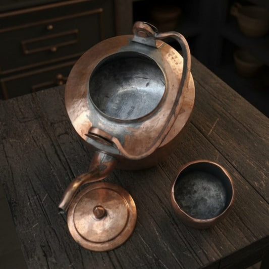 1984 Antique Copper Kettle with Glass | Copper Serveware Collectible