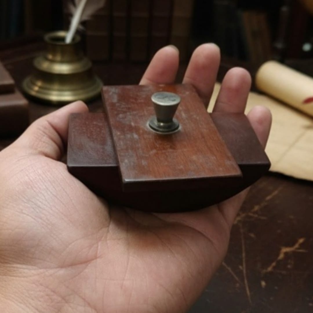 1976 Antique Teak Wood Paper Weight | Teak Desk Decor