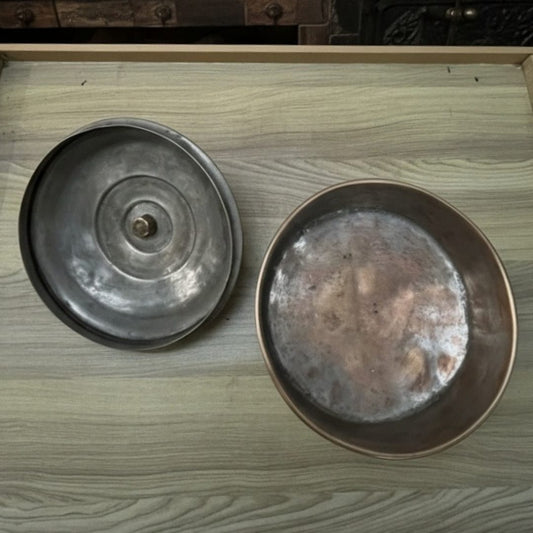 1982 Antique Brass Chapati Box | Traditional Brass Storage Container