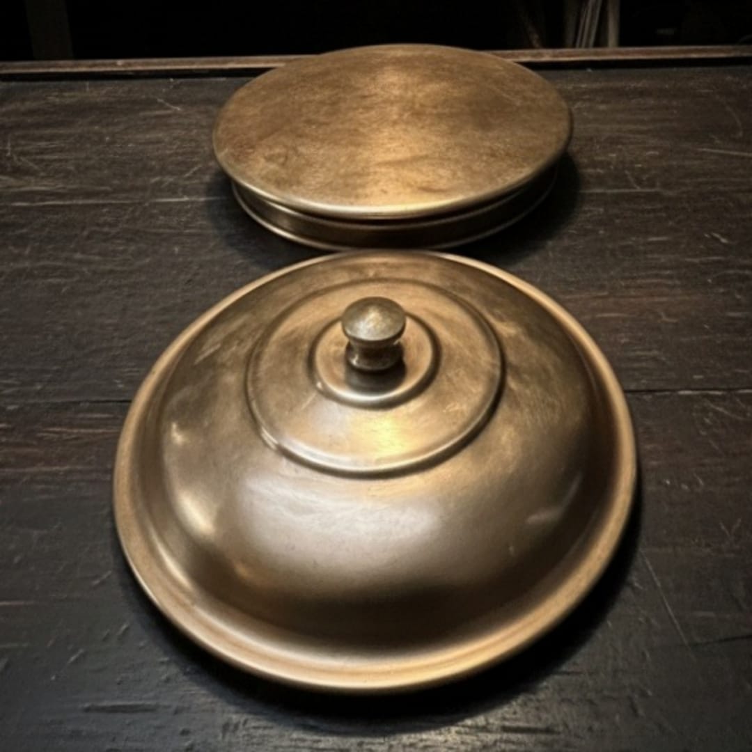 1982 Antique Brass Chapati Box | Traditional Brass Storage Container