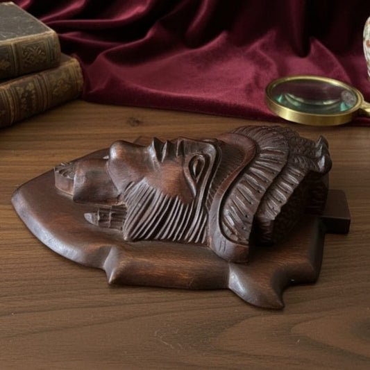 1978 Antique Teakwood Head | Carved Sculptural Accent