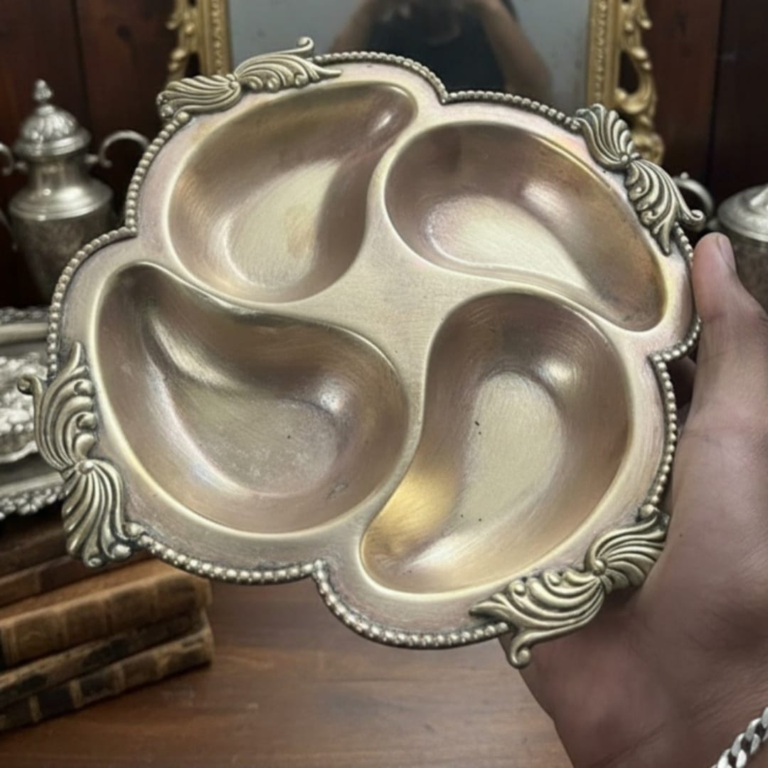 1989 Antique Brass Serving Tray Set of 3 | Solid Decorative Brass Trays