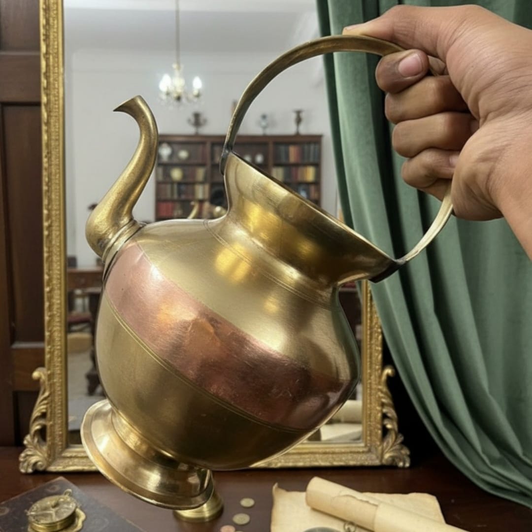 1982 Antique Brass Kamandal | Traditional Water Vessel