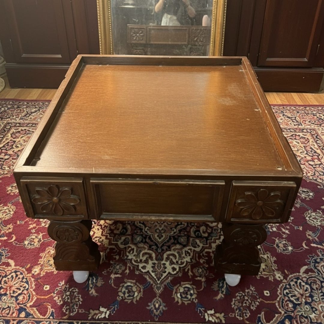 1984 Antique Teakwood Wooden Stool / Table | Solid Low Height Wooden Accent
