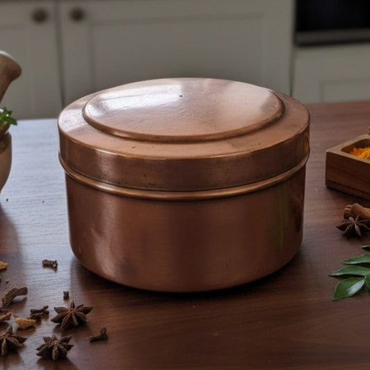 1983 Antique Brass Hammered Chapati Box | Heavy Brass Roti Storage Container