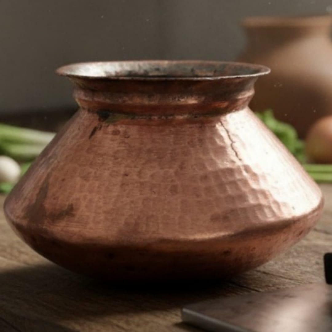 1986 Antique Copper Cooking Pot | Classic Deep Copper Kitchen Vessel