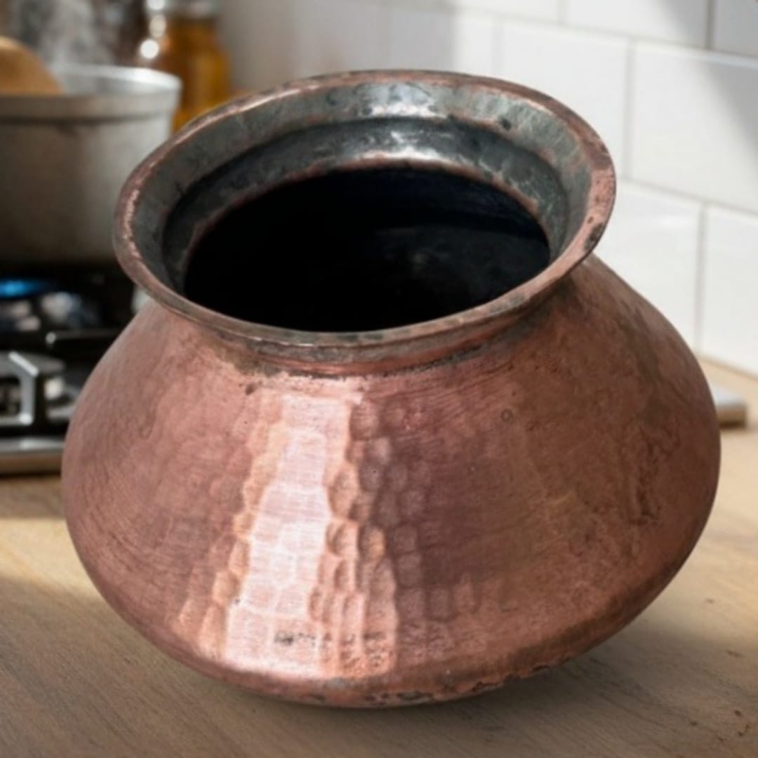 1986 Antique Copper Cooking Pot | Classic Deep Copper Kitchen Vessel