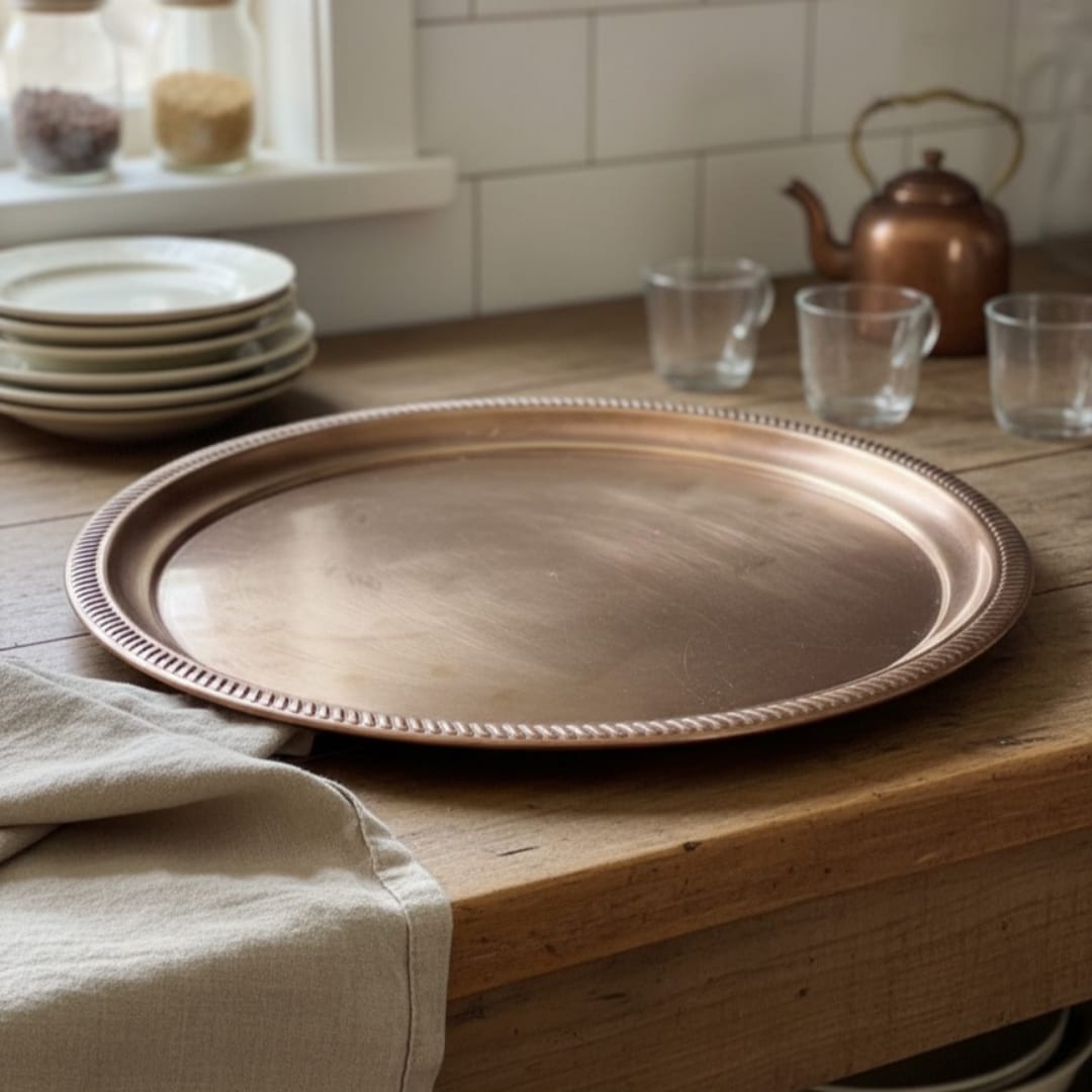 1981 Antique Brass Large Thaal | Heavy Brass Serving Plate