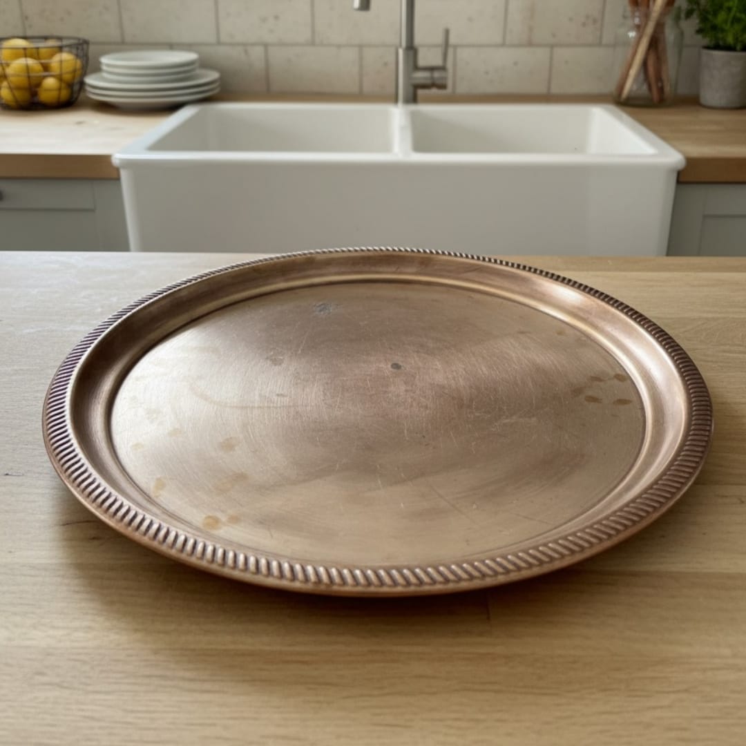 1981 Antique Brass Large Thaal | Heavy Brass Serving Plate