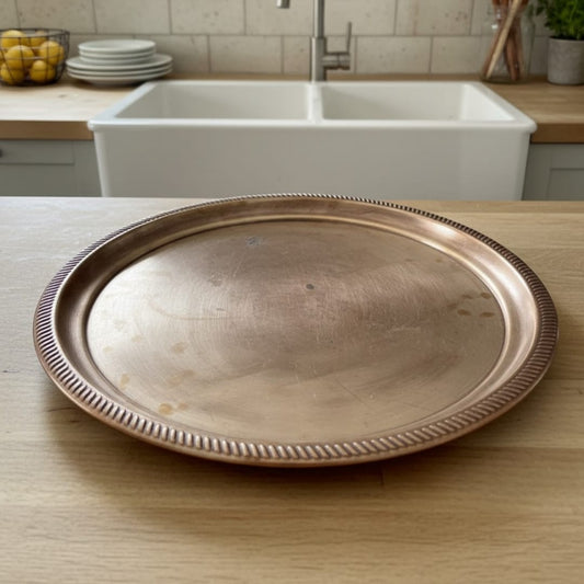 1981 Antique Brass Large Thaal | Heavy Brass Serving Plate