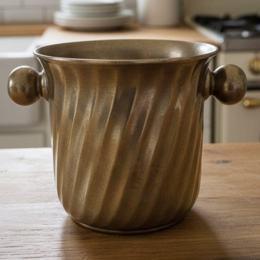 1978 Antique Brass Ice Bucket | Compact Brass Barware Piece
