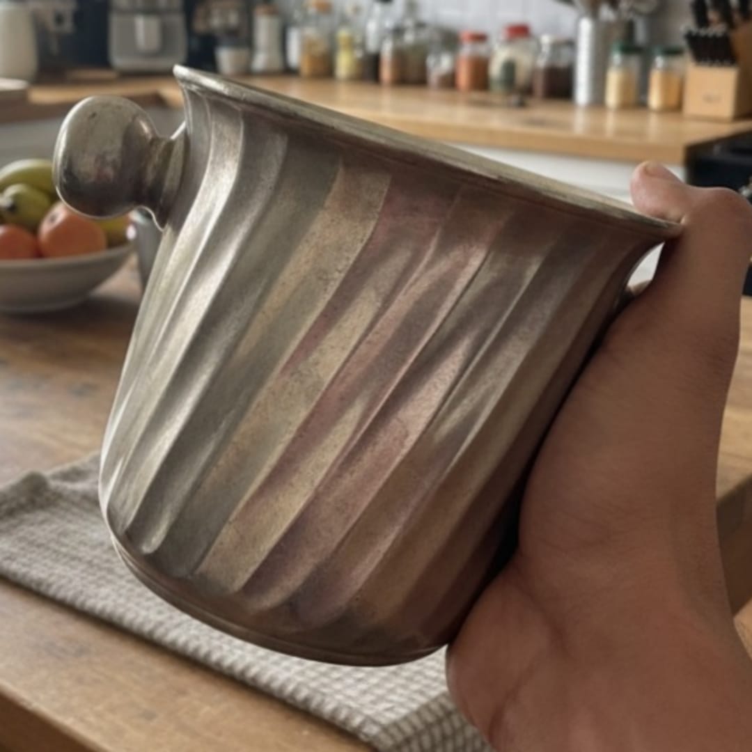 1978 Antique Brass Ice Bucket | Compact Brass Barware Piece