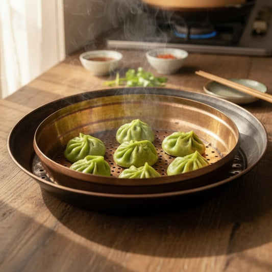 1986 Antique Brass Colanders (Set of Two) | Perforated Brass Strainers