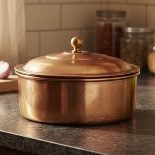 1983 Antique Brass Chapati Box | Traditional Brass Roti Container