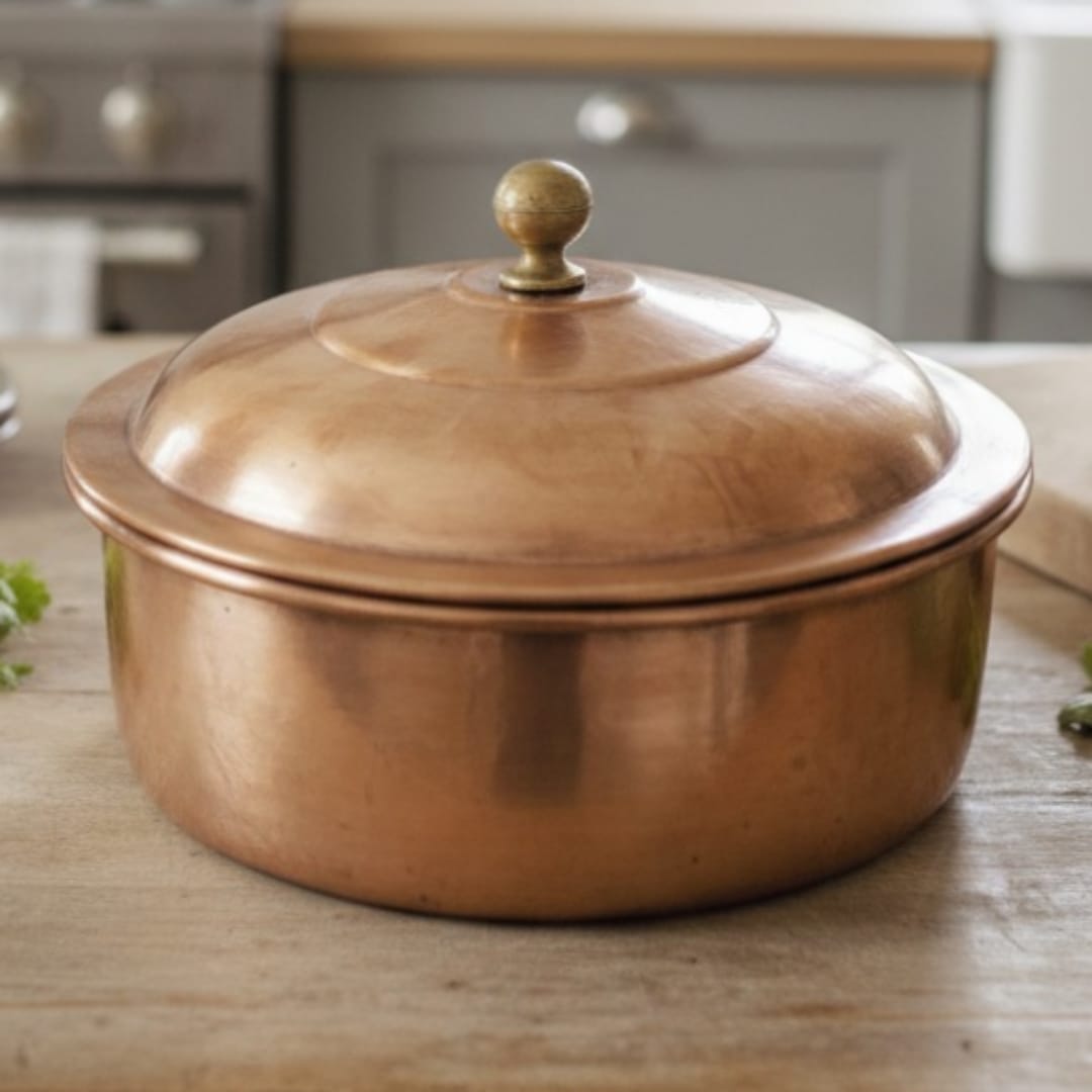 1983 Antique Brass Chapati Box | Traditional Brass Roti Container