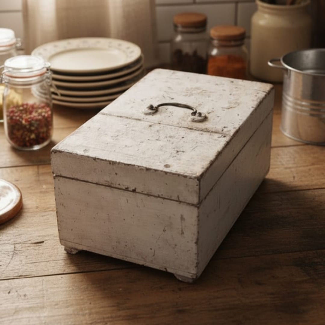 1950 Antique Teakwood White Makeup Box | Rare Traditional Wooden Makeup Storage Box