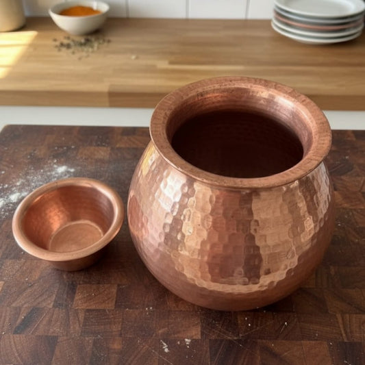 1982 Antique Copper Kalash with Copper Pyala | Coordinated Copper Utility & Display Set