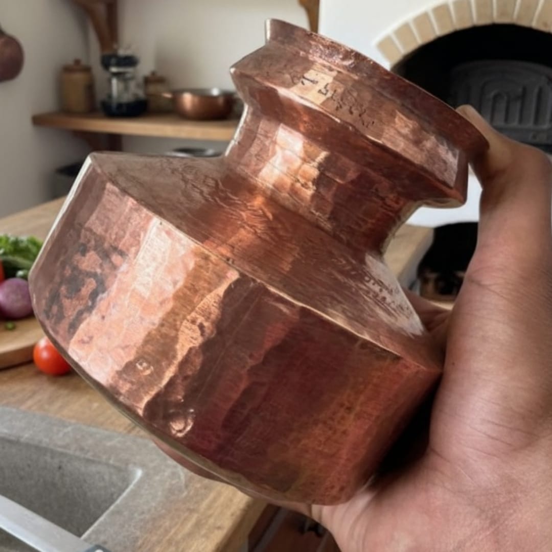 1979 Antique Copper Kalash with Brass Pyala | Copper & Brass Kalash Set