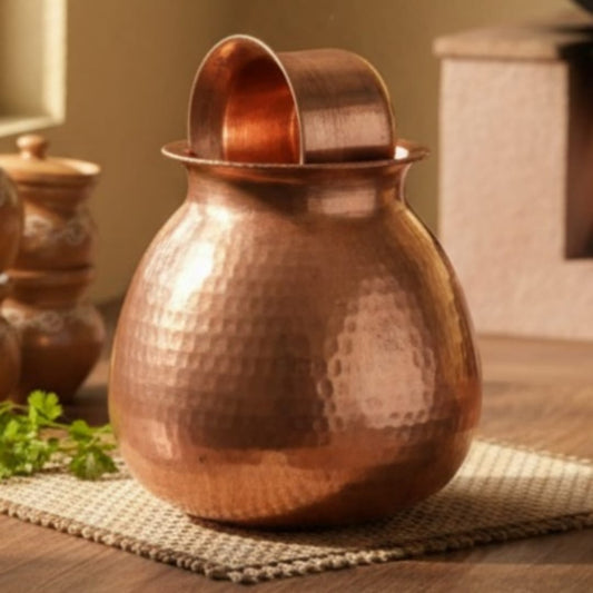 1982 Antique Copper Kalash with Copper Pyala | Coordinated Copper Utility & Display Set