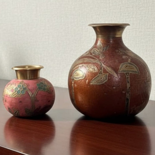 1988 Antique Brass Planter Flower Pots | Traditional Brass Decor Pots